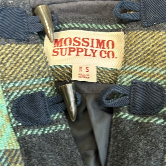 Mossimo Supply Hooded Pullover Jacket Wool Blend Plaid Toggle Buttons Womens - Picture 5 of 9